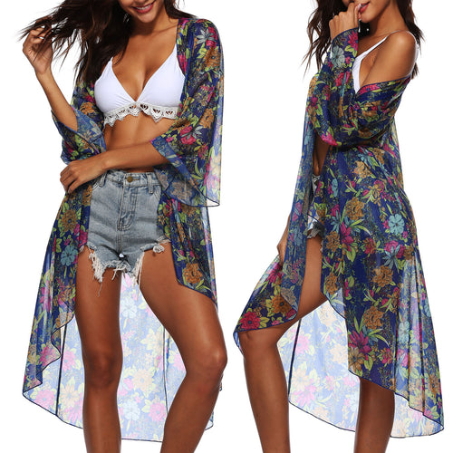 Women Lightweight Floral Bath Cover-Up Kimono Lune London