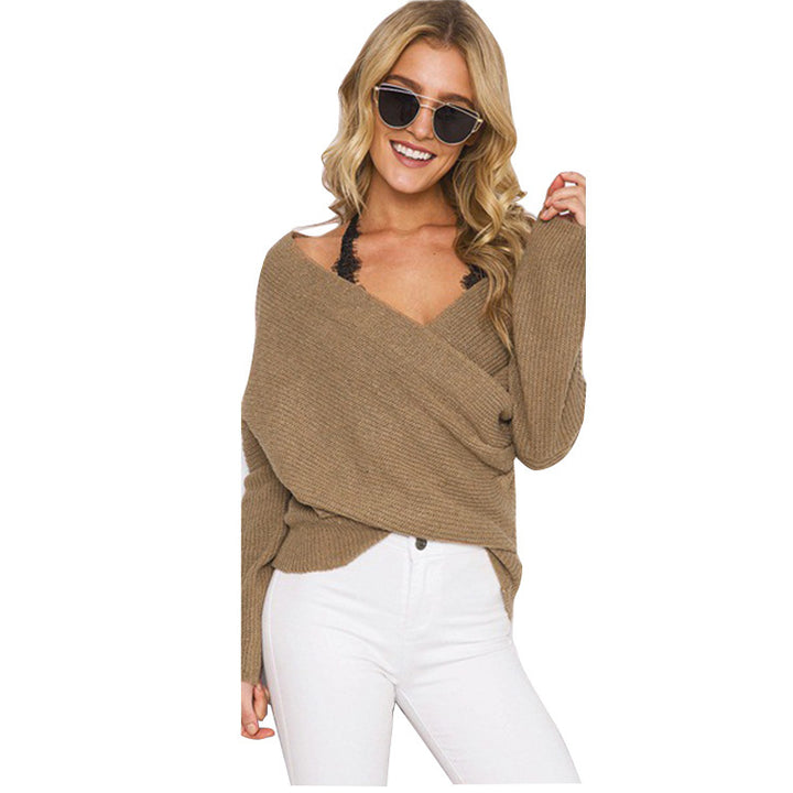 Pull-over tricot décolleté pour femmes avec coupe décontractée et structure côtelée Lune London