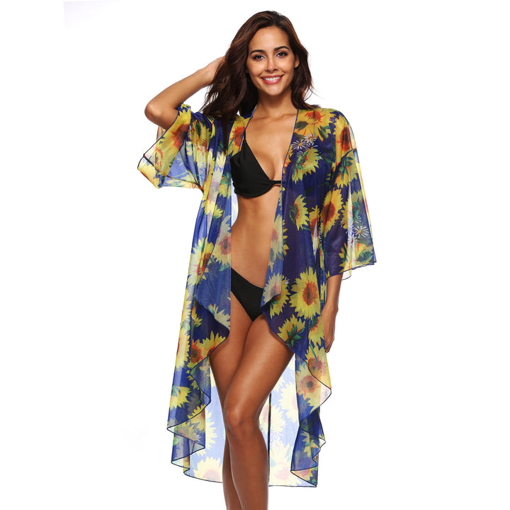 Ladies floral pattern beach cover-up kimono Lune London