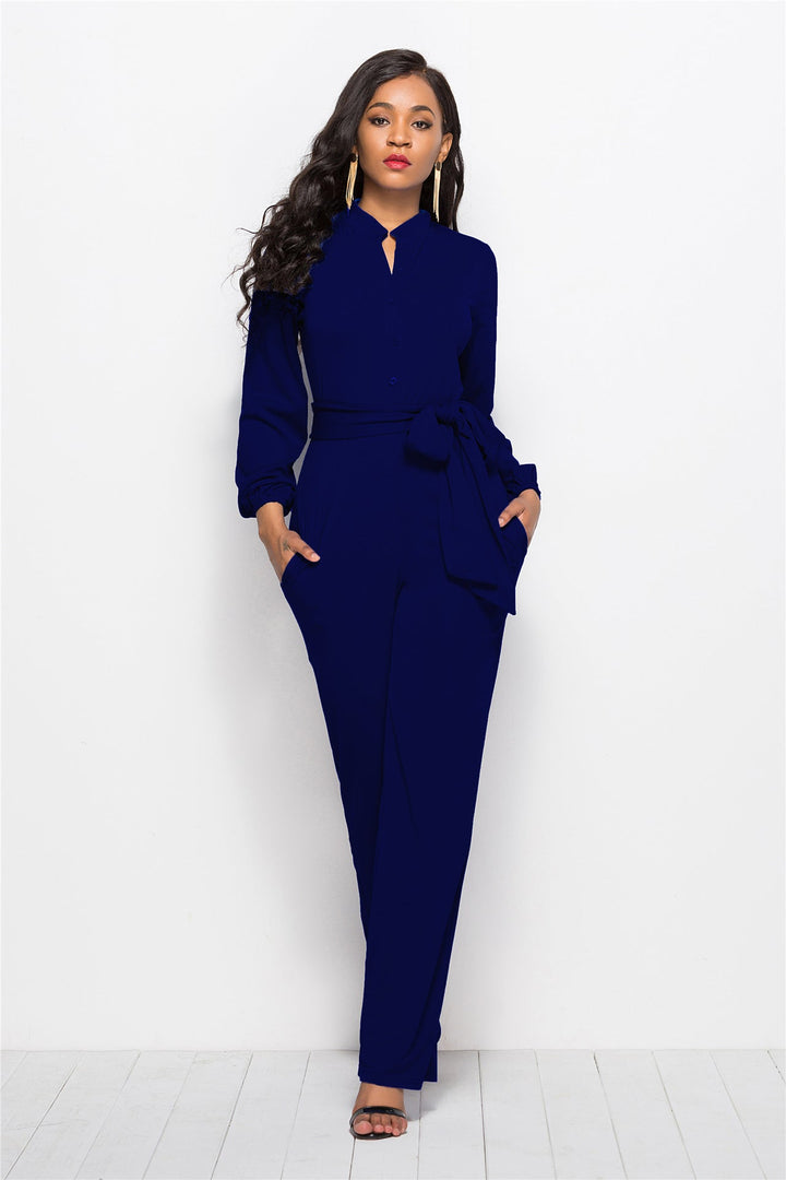 Ladies Elegant Jumpsuit with Tailored Cut and Long Sleeves Lune London