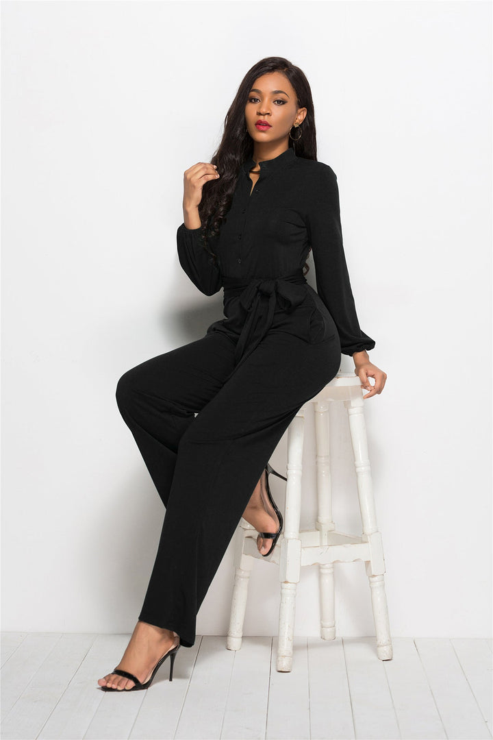 Ladies Elegant Jumpsuit with Tailored Cut and Long Sleeves Lune London