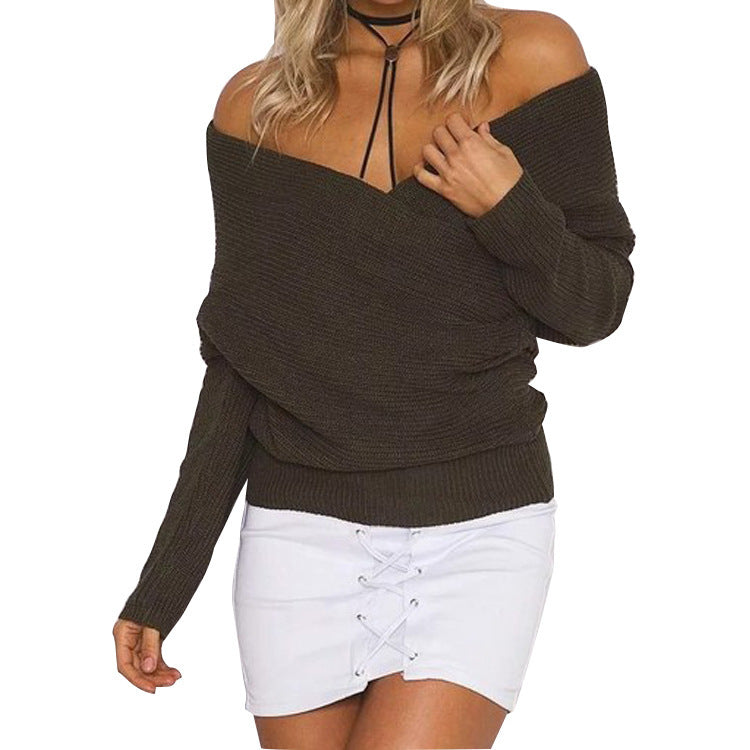 Pull-over tricot décolleté pour femmes avec coupe décontractée et structure côtelée Lune London
