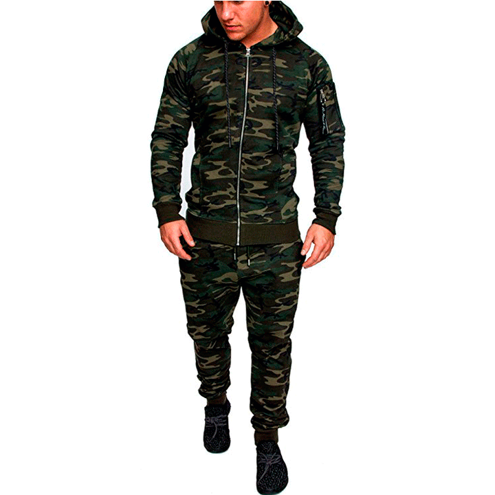 Camouflage tracksuit for men with practical utility and a chic and stylish design