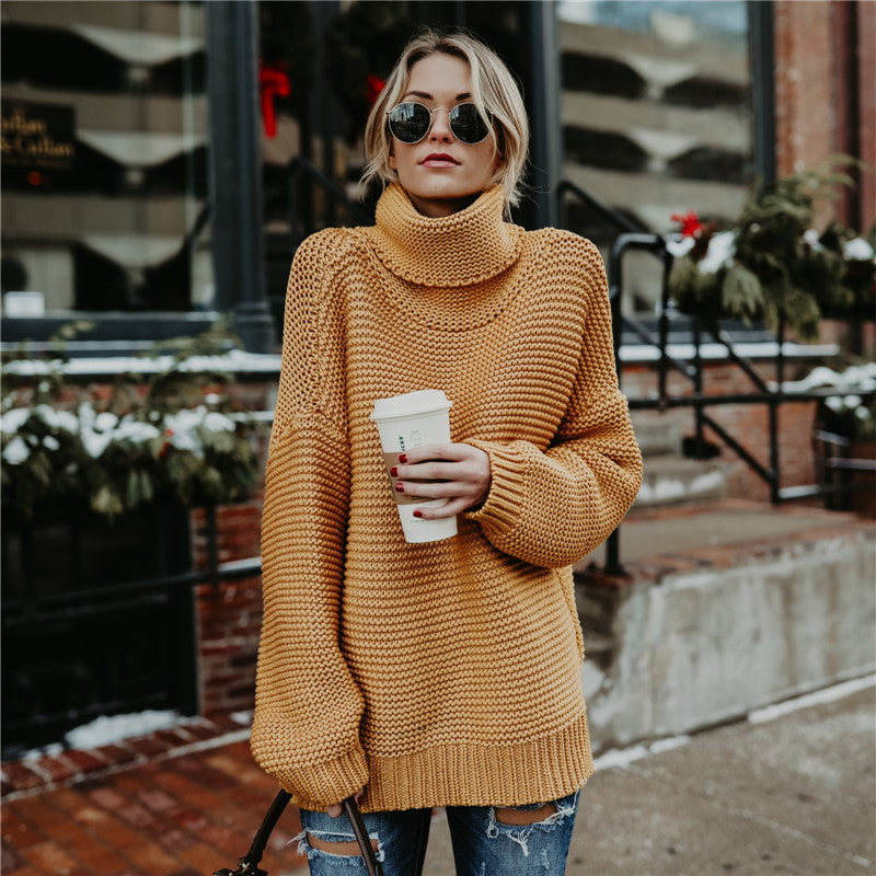 Chunky knit sweater for women with high collar and relaxed fit Lune London