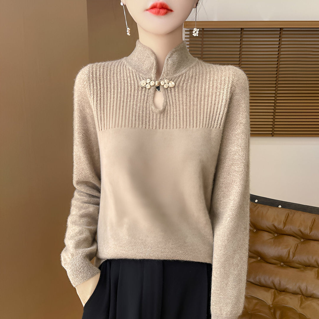 Lune London | Elegant Merino Wool Sweater In Chinese Style