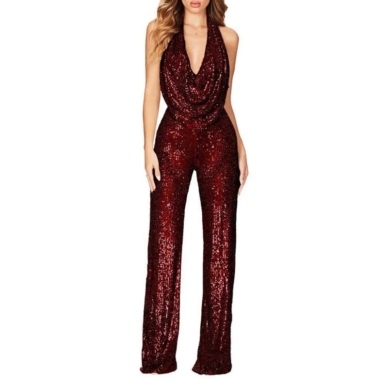 Ladies Elegant Glitter Jumpsuit Lune London