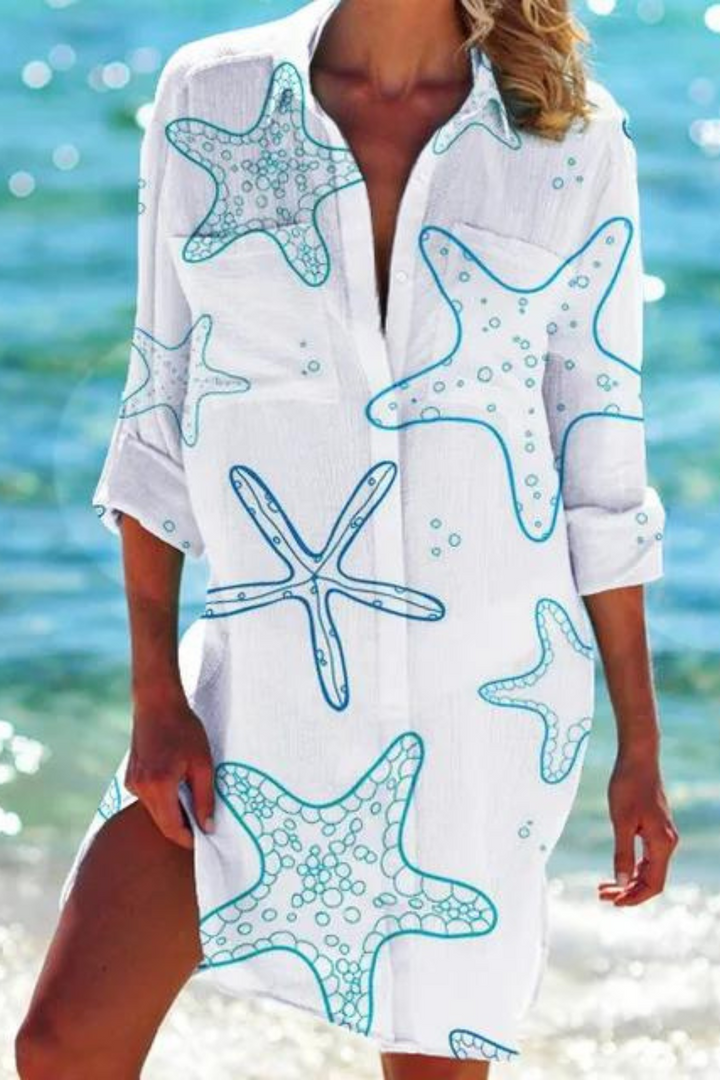 Lune London | Long Beach Blouse with Marine Motif