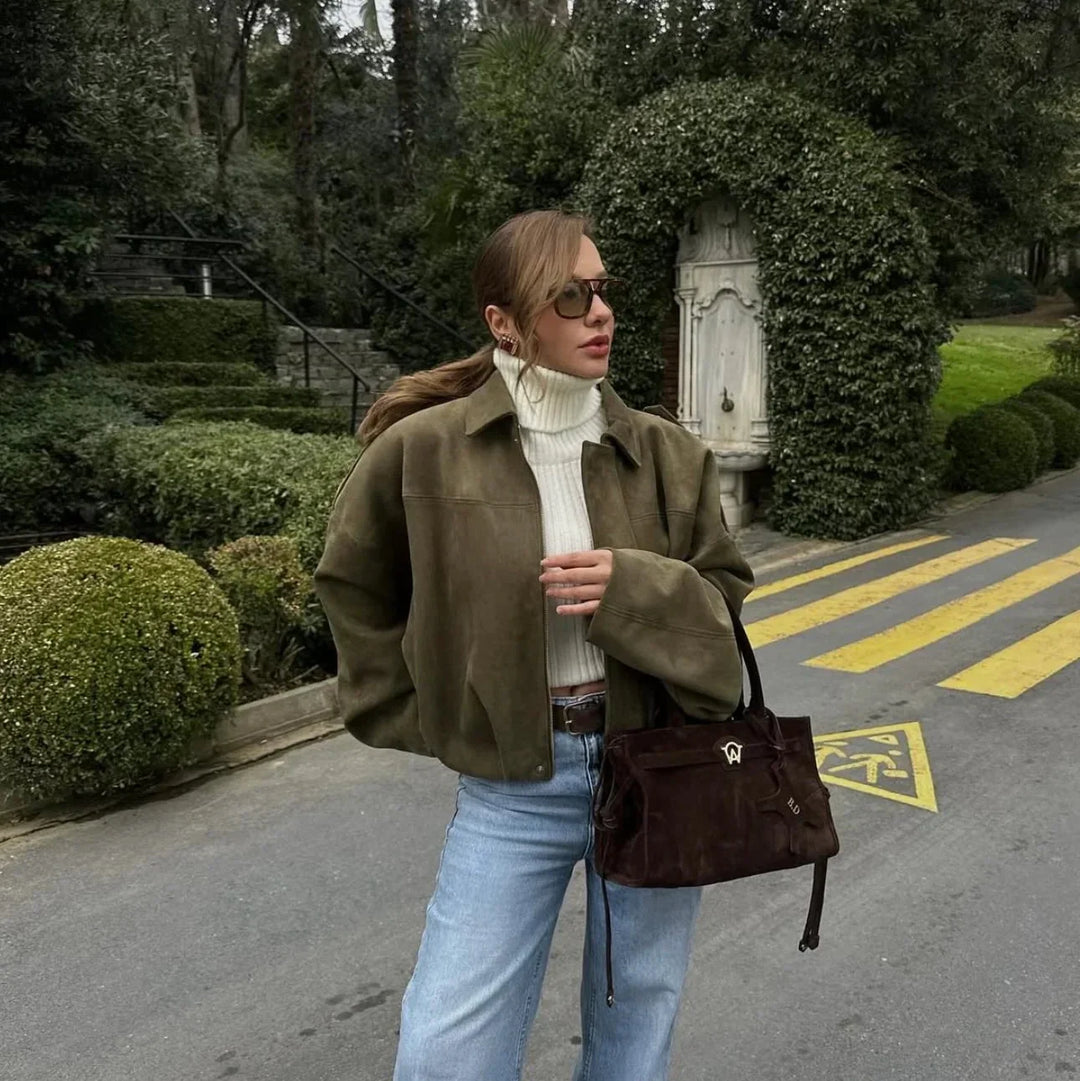 Lune London | Oversized Jacket - Soft Suede Lining - Fully Lined - Khaki