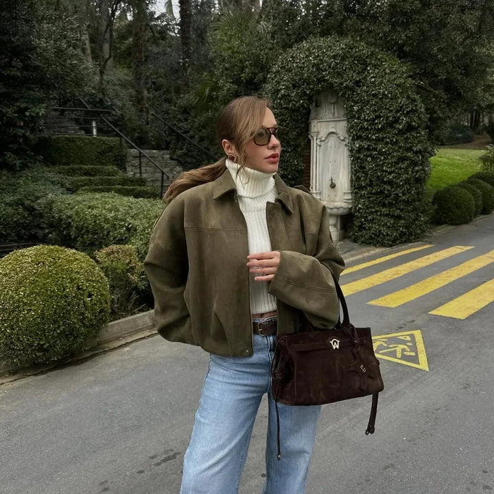 Lune London | Oversized Jacket - Soft Suede Lining - Fully Lined - Khaki