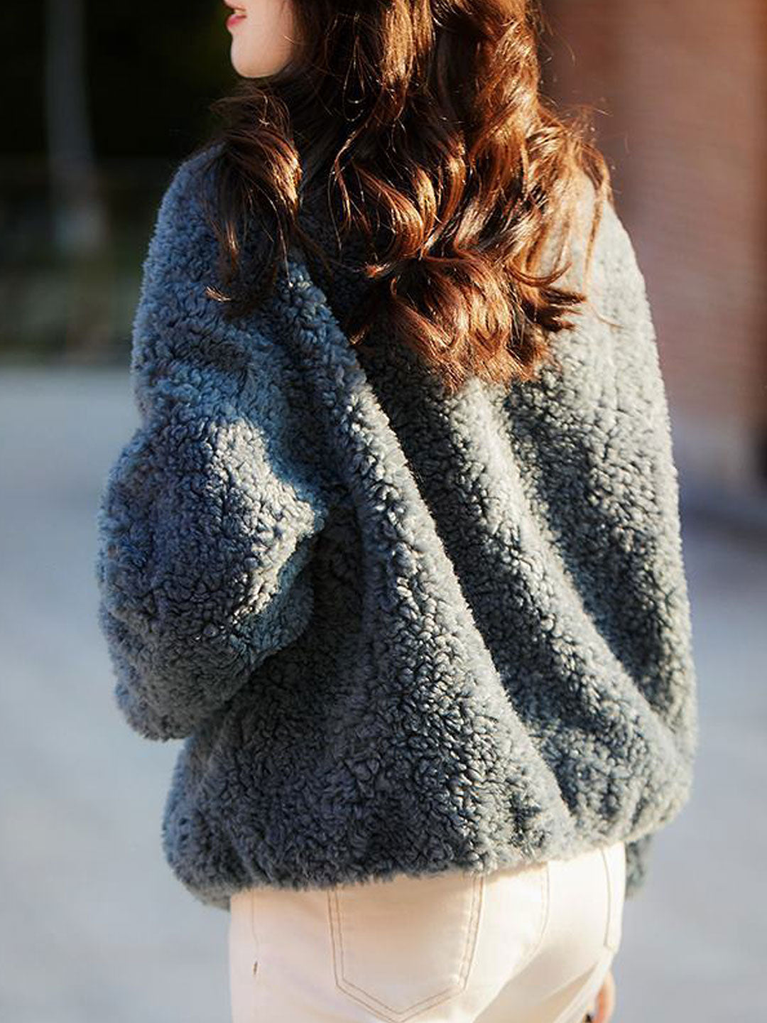 Lune London | Casual solid color textured fleece outerwear