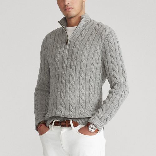 Lune London | Sweater with twisted pattern and half-zip - Elegant casual knit sweater