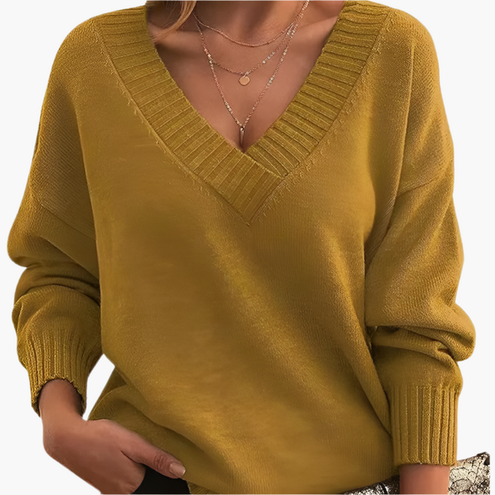 Lune London | V neck sweater - Elegant knit sweater in an oversized style for everyday and office use