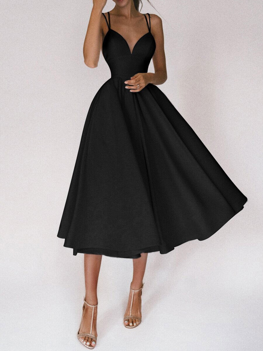 Lune London | Grace The Elegant Spaghetti Strap Dress with V-Neck