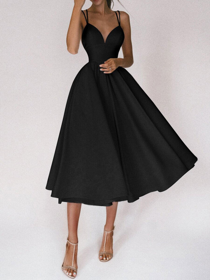 Lune London | Grace The Elegant Spaghetti Strap Dress with V-Neck