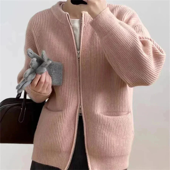 Lune London | Cardigan - Ribbed Texture - Zipper - Oversized Fit - With Pockets