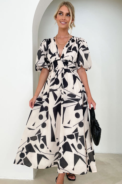 Lune London | Real Love Print Puff Sleeve Maxi Dress