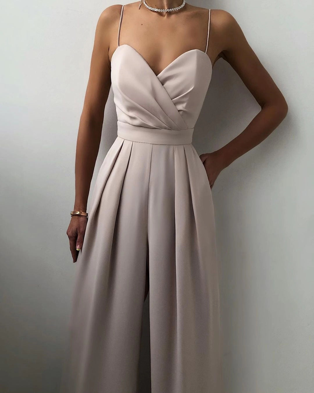 Lune London | Women's Elegant Flowing Jumpsuit with Spaghetti Straps for Festive Occasions