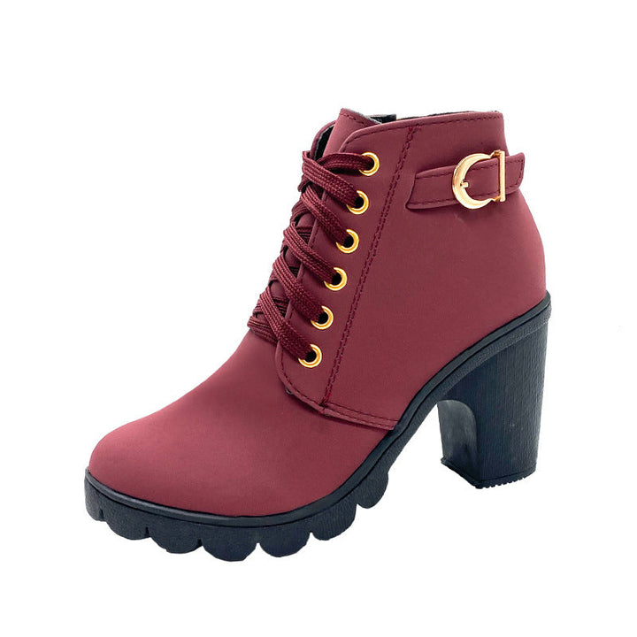 Lune London | Bottines à talon bloc - Doublées chaud - Semelle antidérapante - Détails dorés