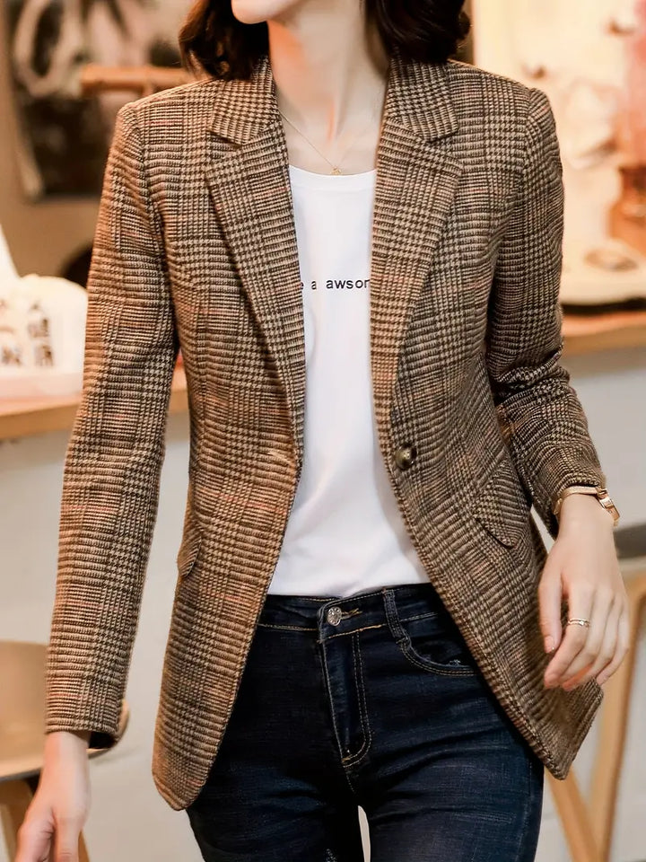 Lune London | Checked Blazer with Lapels and One Button