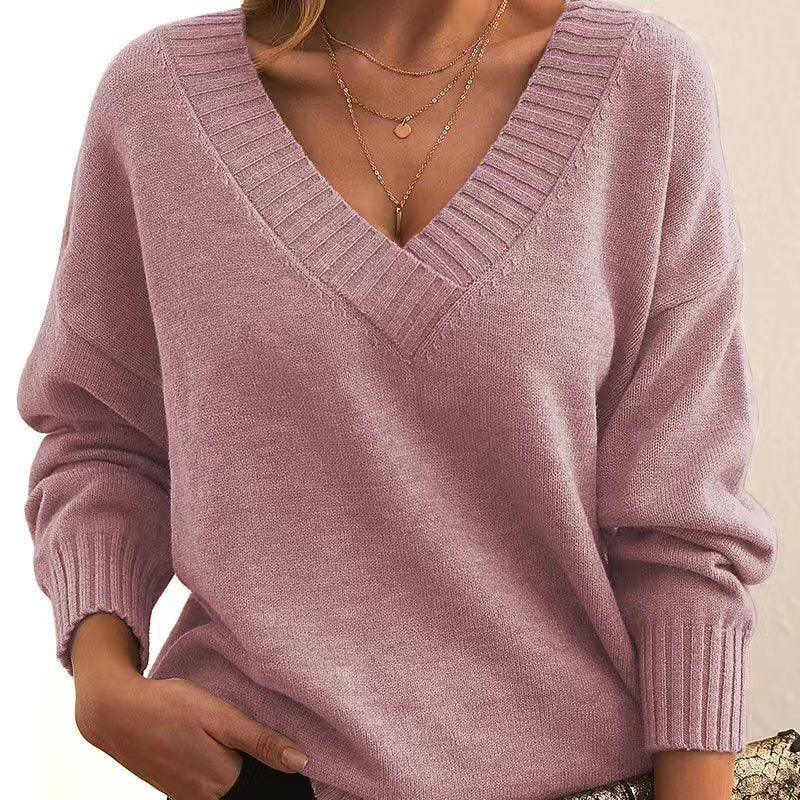 Chic und Stil | Casual V neck sweater for women