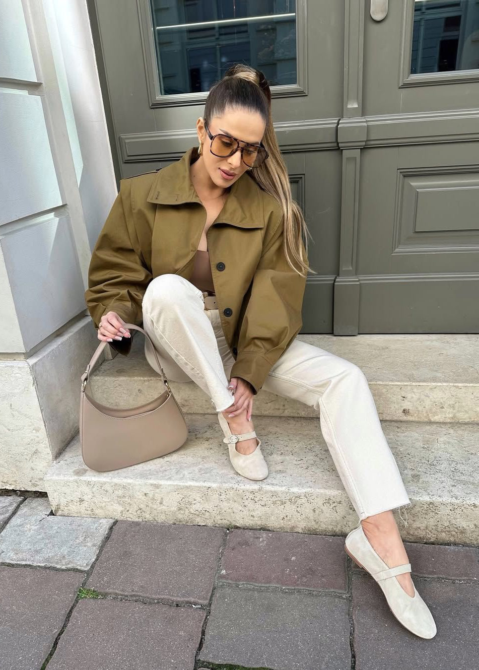 Lune London | Button jacket with shoulder tabs – Khaki