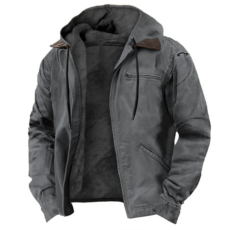 Chic Und Stil | Men's Jacket with Hood Zip Closure and Soft Fleece Lining
