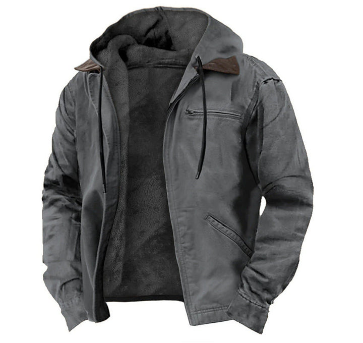 Chic Und Stil | Men's Jacket with Hood Zip Closure and Soft Fleece Lining
