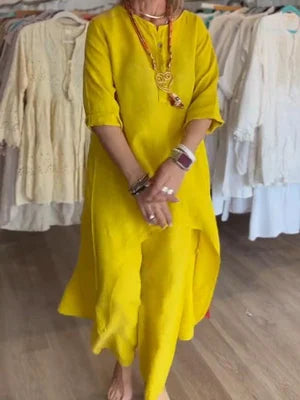 Lune London | Solid Color Leisure Suit Made of Linen for Women