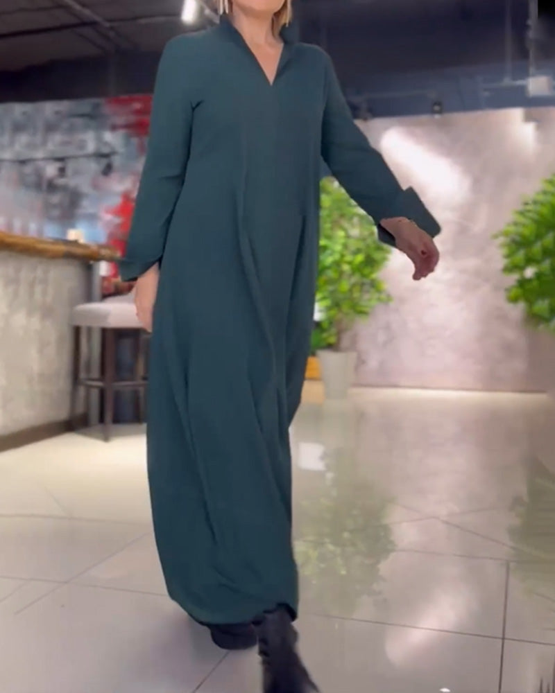 Lune London | Loose Long Dress with Lapels and Side Slit