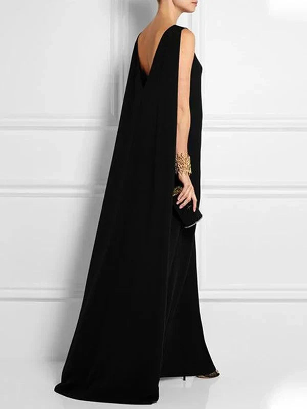 Lune London | Wide, Simple, Solid Color, Sleeveless, Sleeveless, V-Neck, Long Width Dress