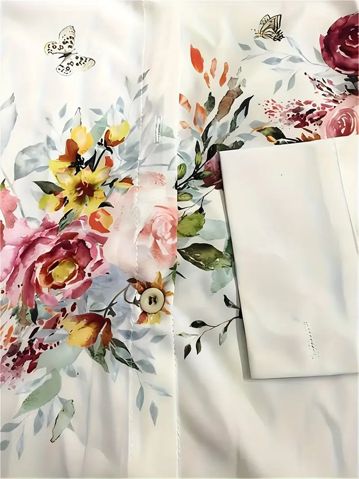 Lune London | Blouse for women with floral pattern, casual shirt blouse with long sleeves