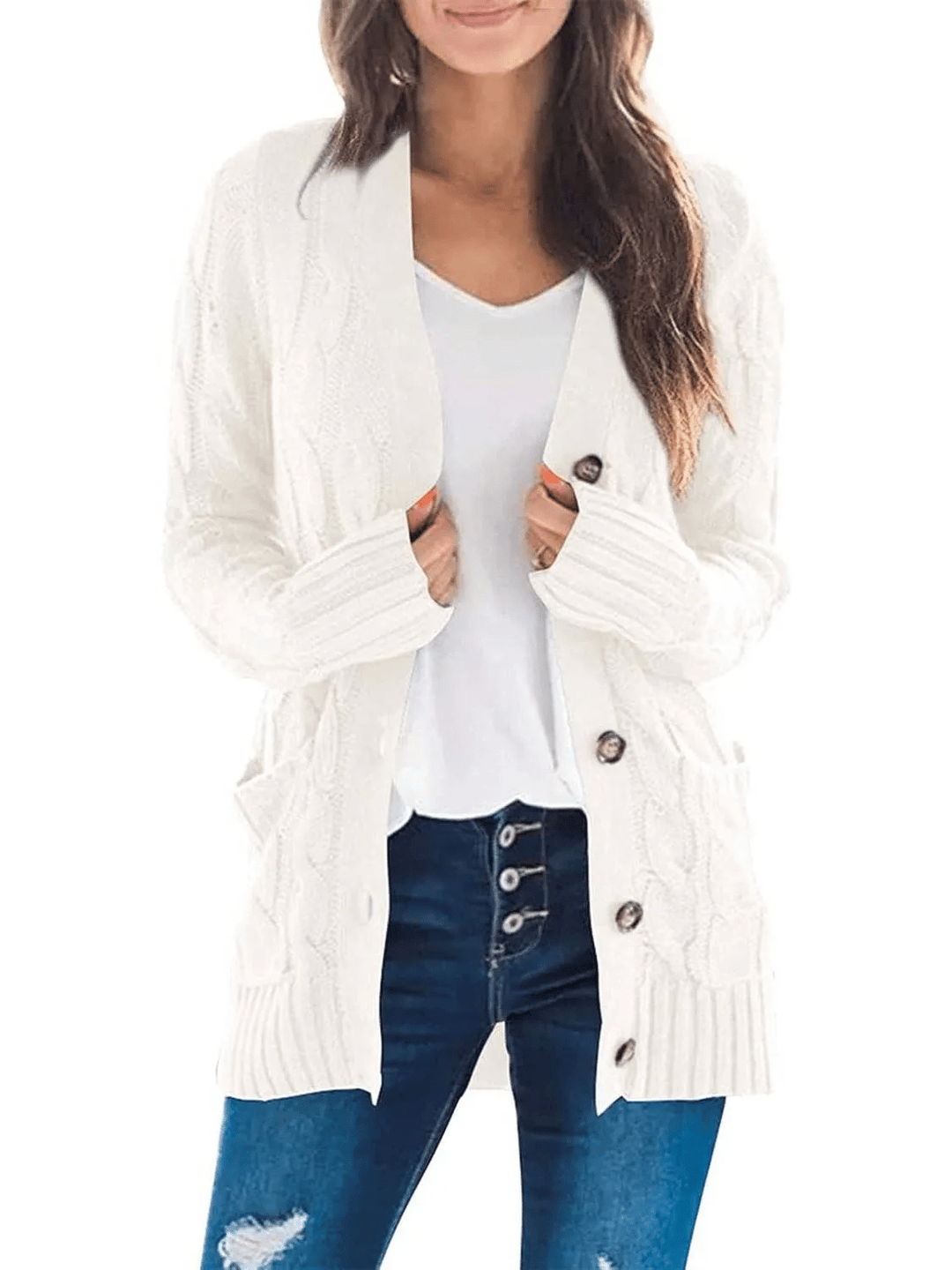 Lune London | Open Knit Cardigan with Cable Pattern