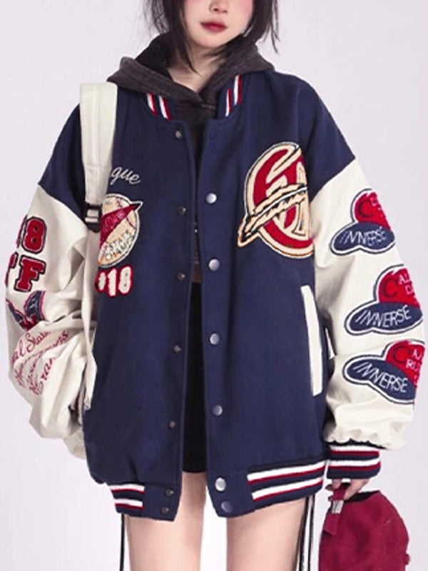 Lune London | Blue College Varsity Jacket with Flock Print
