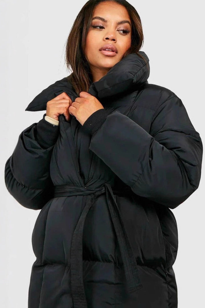 Lune London | Solid Color Belt Detail Puffer Jacket