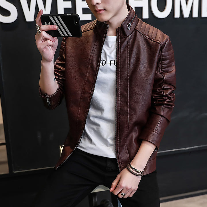 Elegant faux leather jacket for men with structured seams Lune London