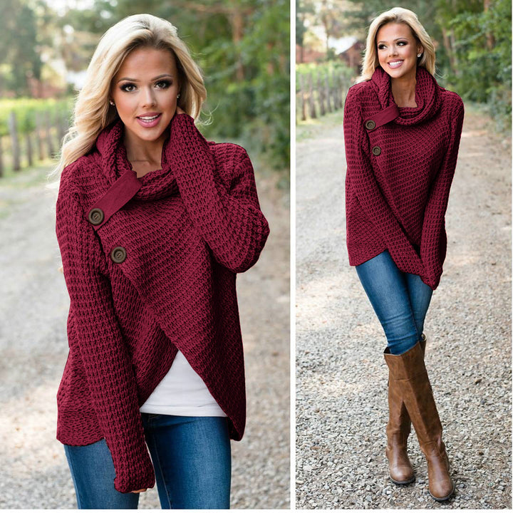 Women’s chunky knit cardigan with asymmetric cut and large buttons Lune Londonl