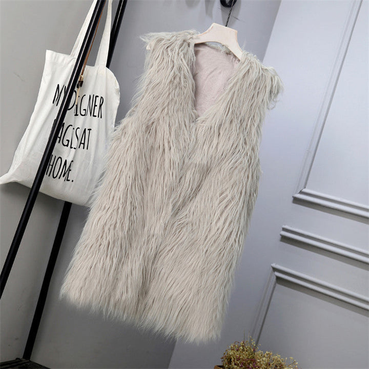 Ladies Fashionable Faux Fur Vest In Trendy Oversized Cut Lune London