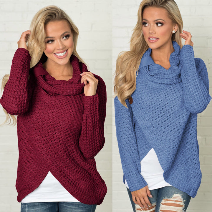 Women’s chunky knit cardigan with asymmetric cut and large buttons Lune Londonl
