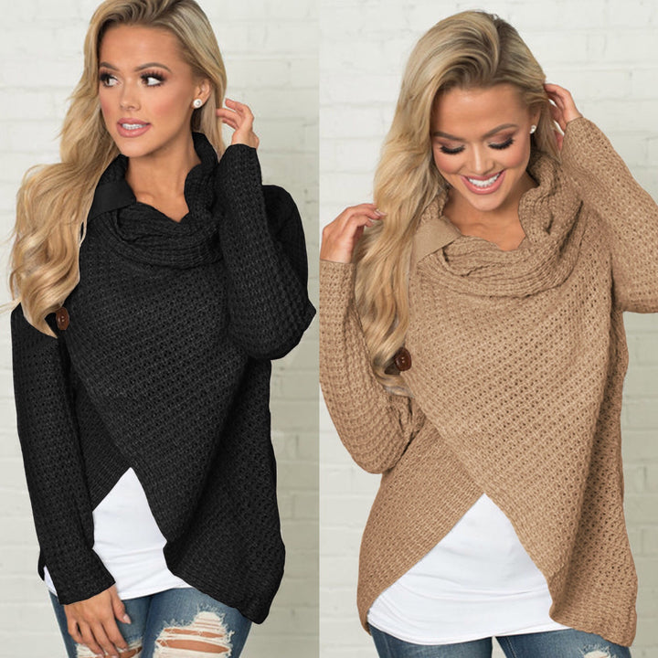 Women’s chunky knit cardigan with asymmetric cut and large buttons Lune Londonl