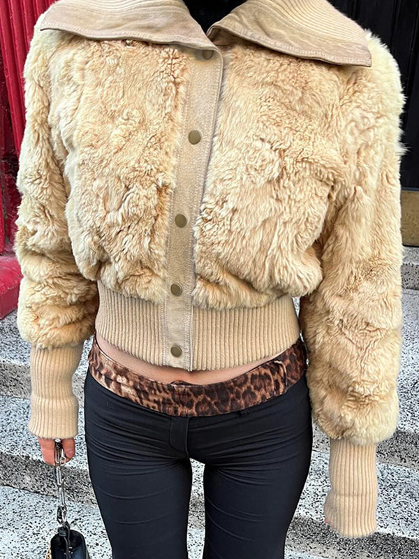 Lune London | Solid Color Collar Plush Tailored Jacket