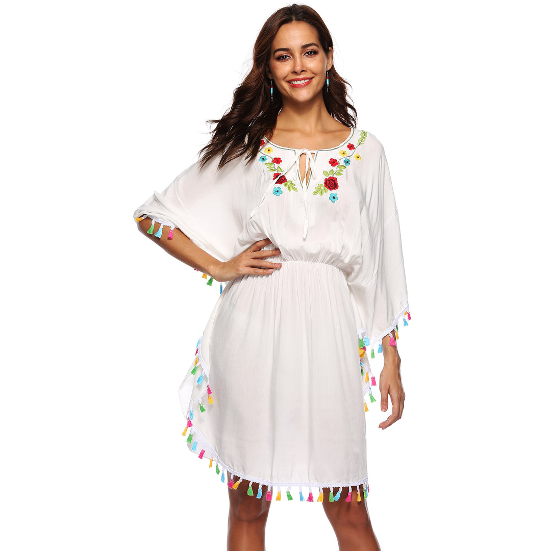 Chic and Stylish Oversized Boho Embroidered Beach Dress