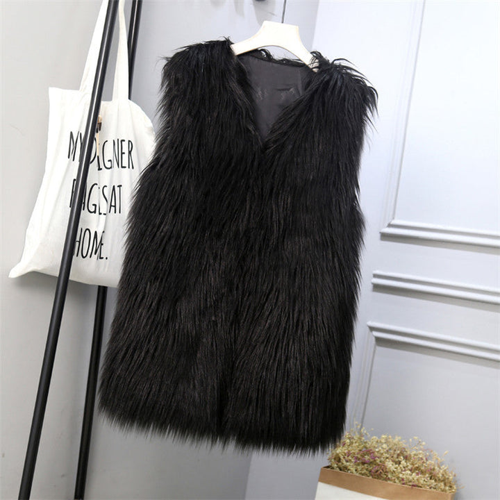 Ladies Fashionable Faux Fur Vest In Trendy Oversized Cut Lune London