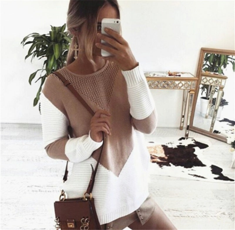 Knit sweater for women with a modern color block and a unique structure design Lune London