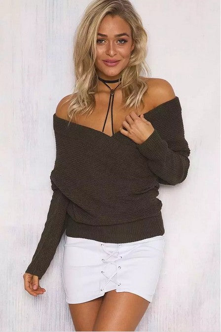 Deep V-neck knit dress with a relaxed fit for women Lune London