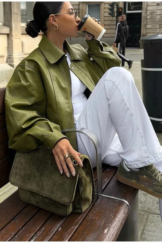 Lune London | Green Faux Leather Jacket