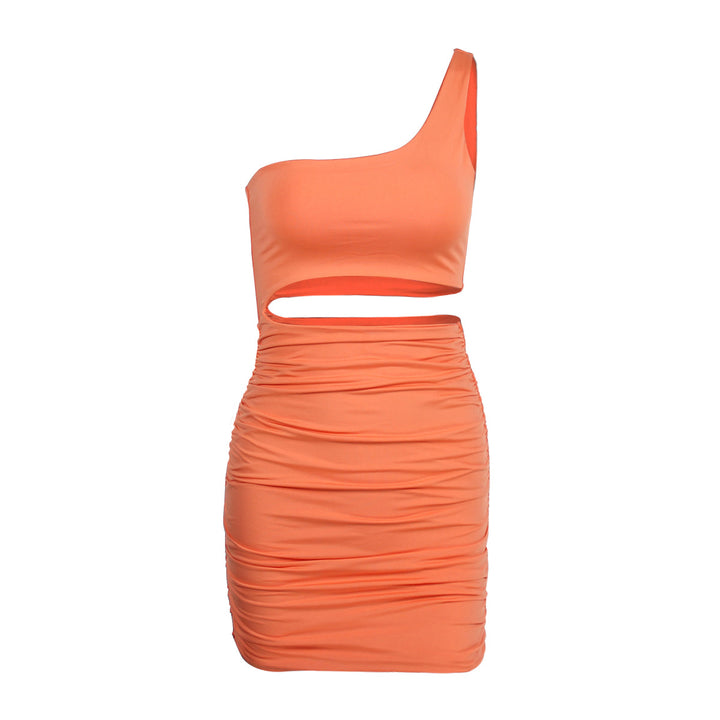 Women's figure-hugging mini dress with cut-out and asymmetrical neckline Lune London