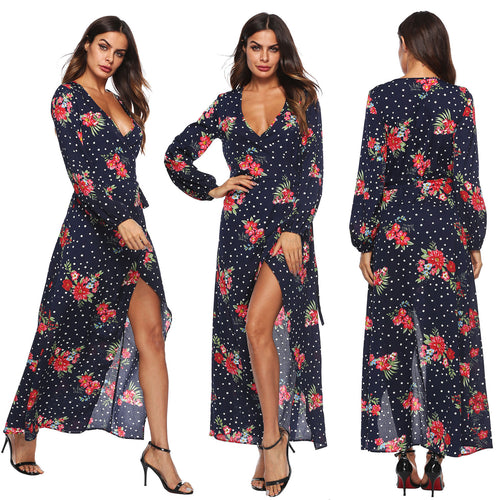 Lune London Long Sleeve Floral Print Maxi Dress for Women