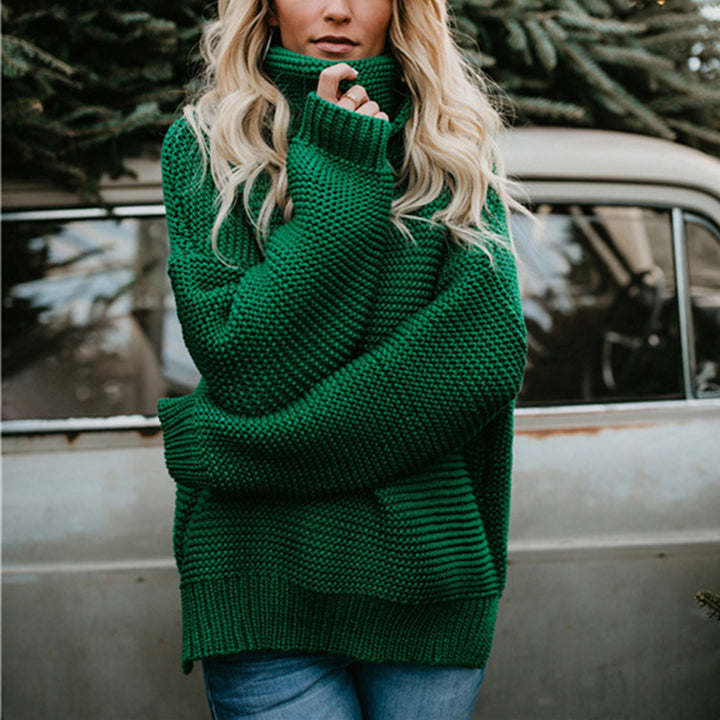 Chunky knit sweater for women with a high collar structure and high-quality material Lune Londonl