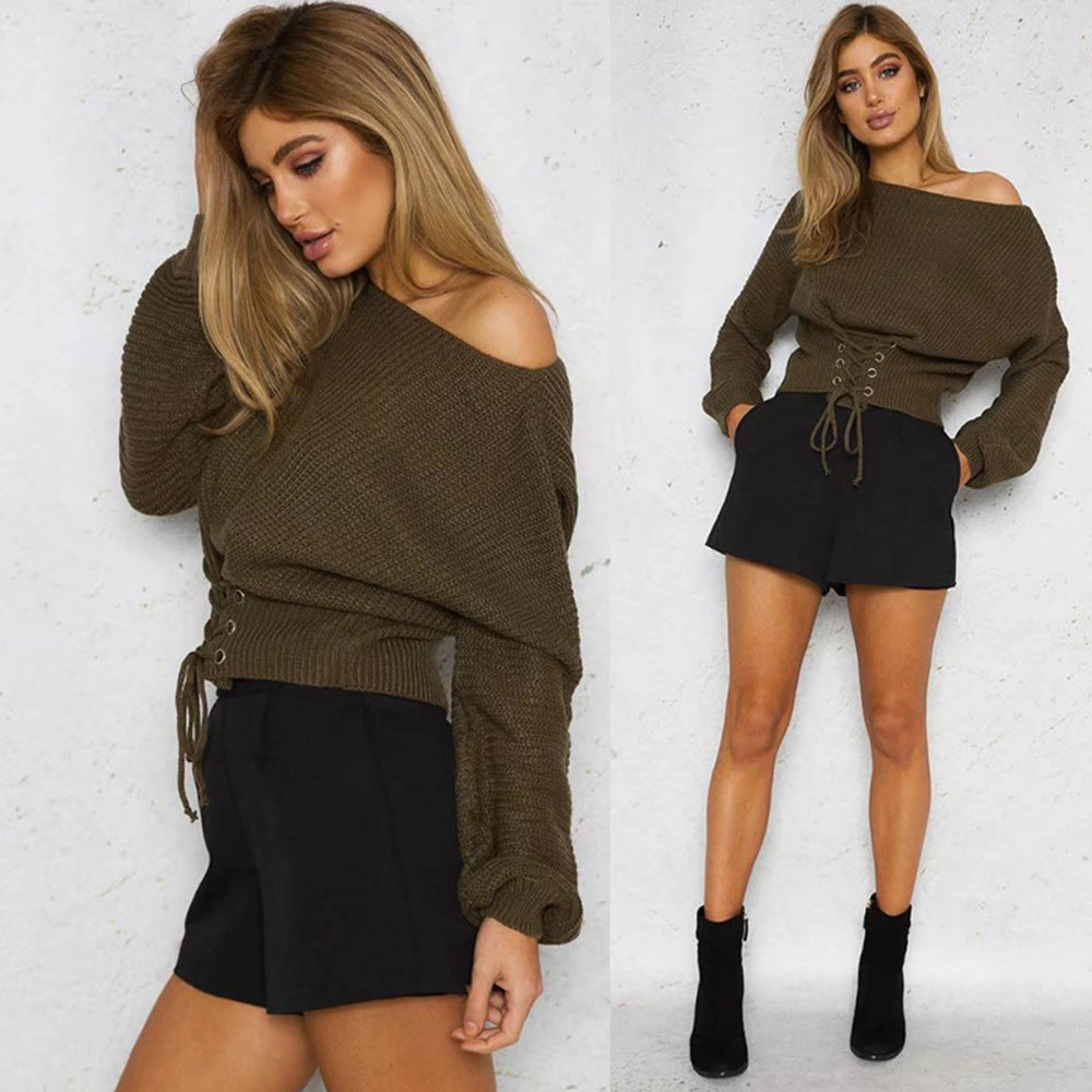 Casual knit sweater for women with a decorative lace look Lune London