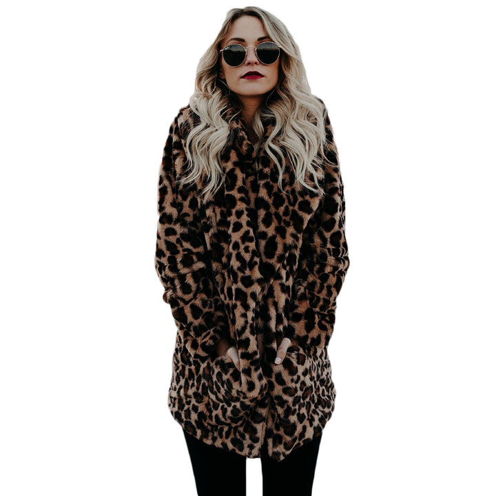 Ladies Faux Fur Leopard Print Jacket with Trendy Casual Cut Lune London